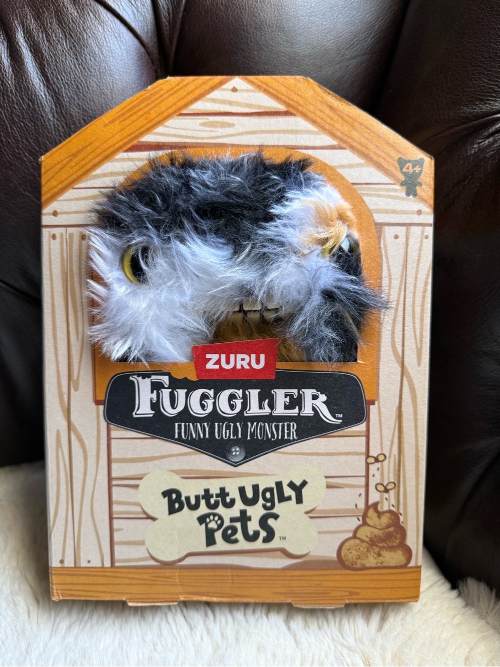 Fuggler NIB Butt Ugly Pets Plush Monster - Black, White & Yellow